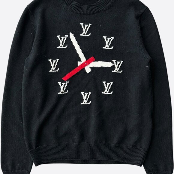 Louis Vuitton Black Monogram Clock Wool Sweater
